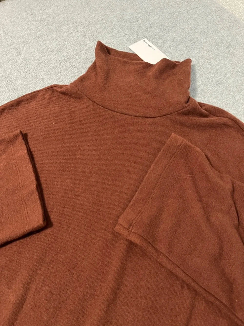 Reformation Aspen Mini Dress Womens Medium Brown Turtleneck Longsleeve - Picture 8 of 12